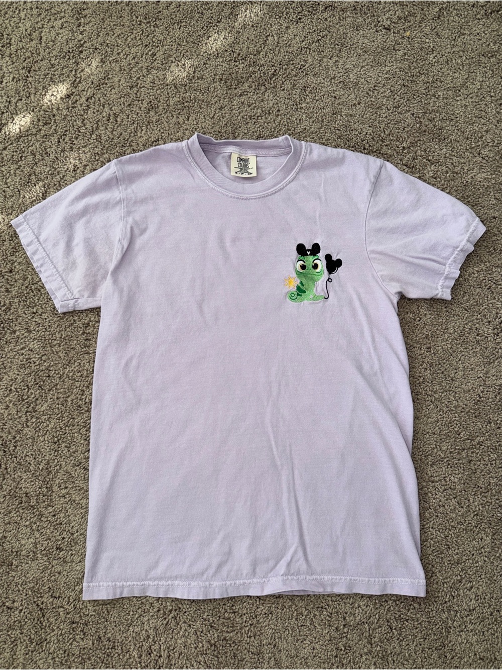 COMFORT COLORS Disney Tangled Pascal Embroidered Mickey Ears Tee S
